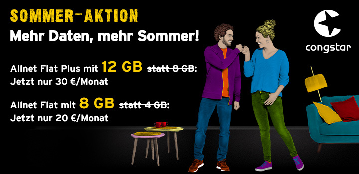 congstar Sommer-Aktion: Der Tarif des Sommers | Allnet Flat Plus