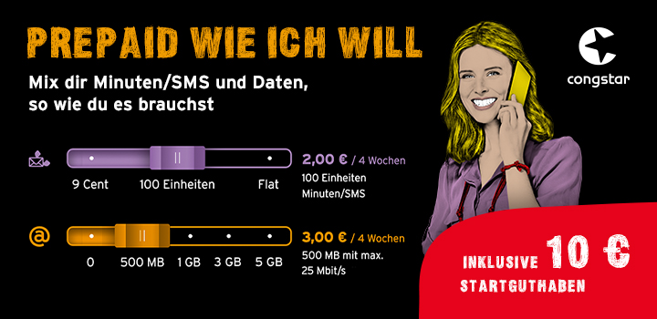 congstar - Prepaid wie ich will - Jetzt mit 5 GB Surf Flat Option buchbar