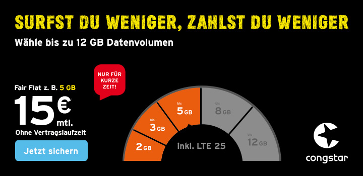 congstar Fair Flat jetzt im Aktionszeitraum monatlich gnstiger