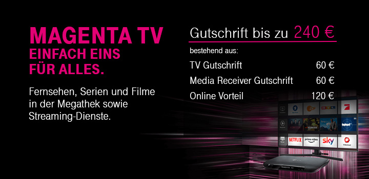 MagentaTV - Entertainment-Vielfalt und Gutschriften bis zu 240  sichern