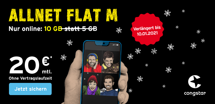 congstar Allnet Flat M - Aktion verlngert bis 10.01.2021