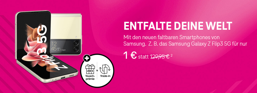 Verlngert bis 06.10.2021: 200  Tauschprmie fr Galaxy Z Flip3 5G und Fold3 5G