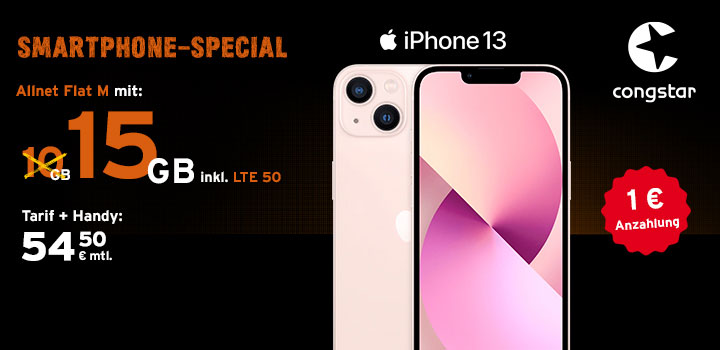 congstar Smartphone-Special  iPhone 13 + Allnet Flat M