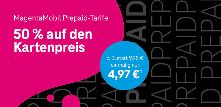 MagentaMobil Prepaid Angebot: 50 % Rabatt auf den Kartenpreis