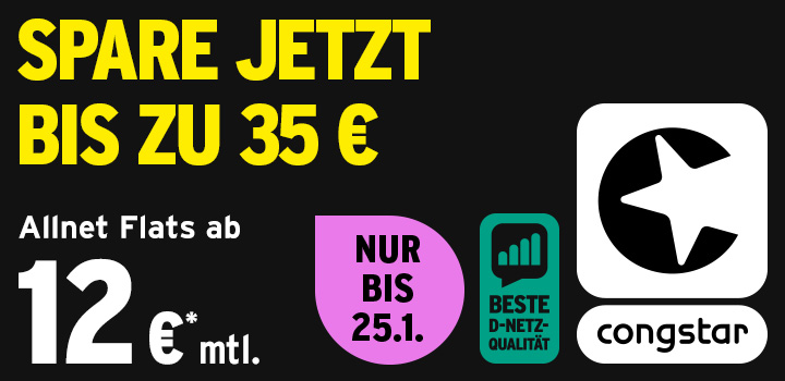 congstar Allnet Flat Aktion: Bis zu 35 € sparen