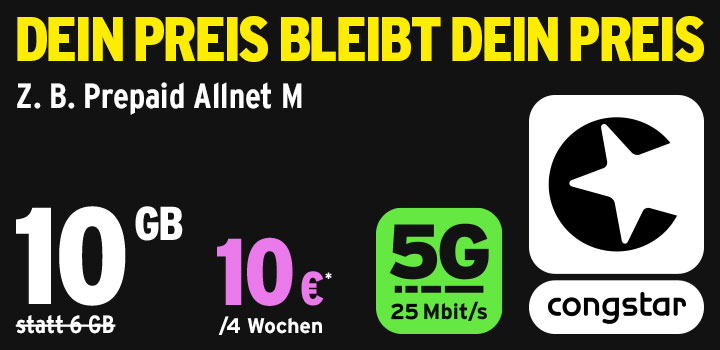 Extra-Datenvolumen fr congstar Prepaid Allnet Tarife