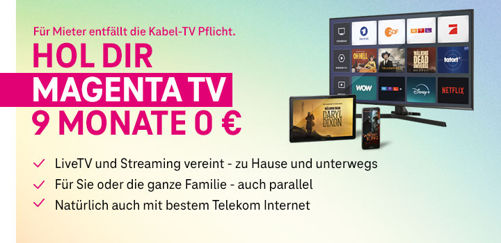 Verlngert: MagentaTV 9 Monate fr 0 €