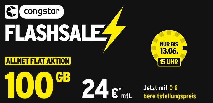 congstar Flash Sale: 100 GB fr 24  mtl.