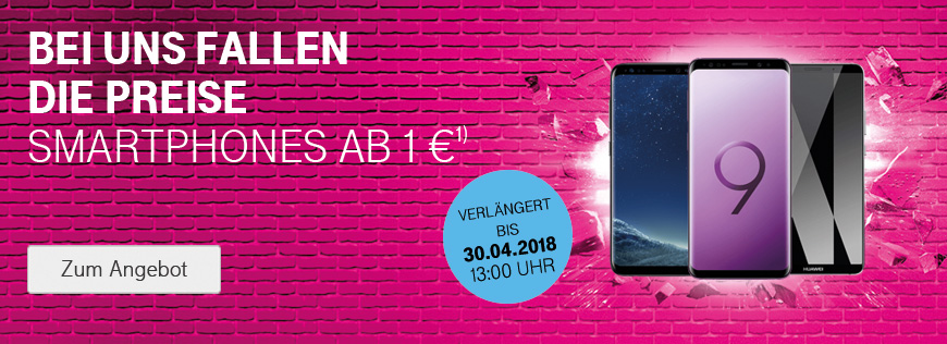 Aktion verlngert bis 30.04.2018 - Ausgewhlte Smartphones ab 1 €