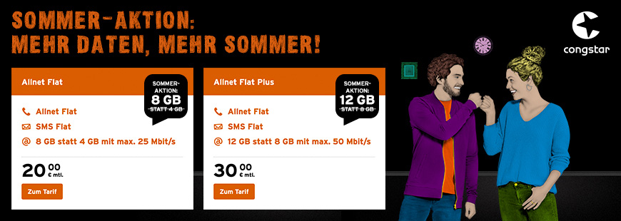 congstar Sommer-Aktion: Der Tarif des Sommers | Allnet Flat Plus