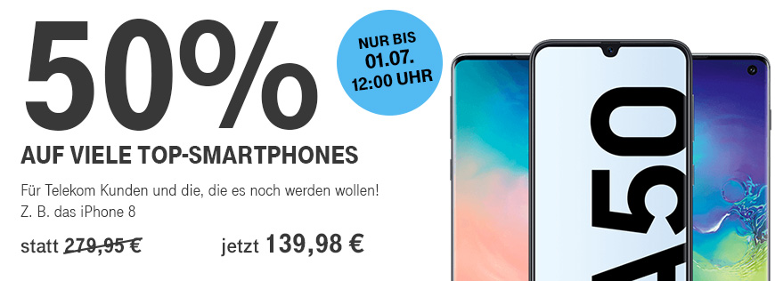 50% auf viele Apple und Samsung Top-Smartphones