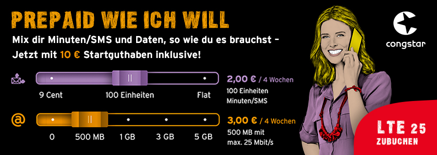 congstar - Prepaid wie ich will - NEU: LTE Option