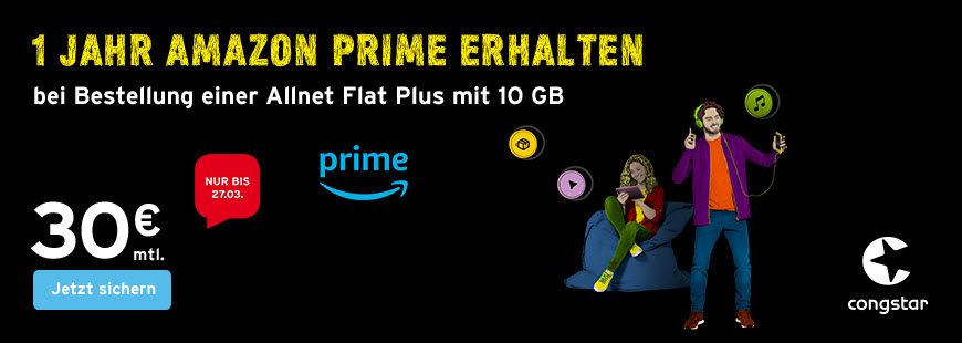 congstar Allnet Flat Plus inklusive ein Jahr Amazon Prime 