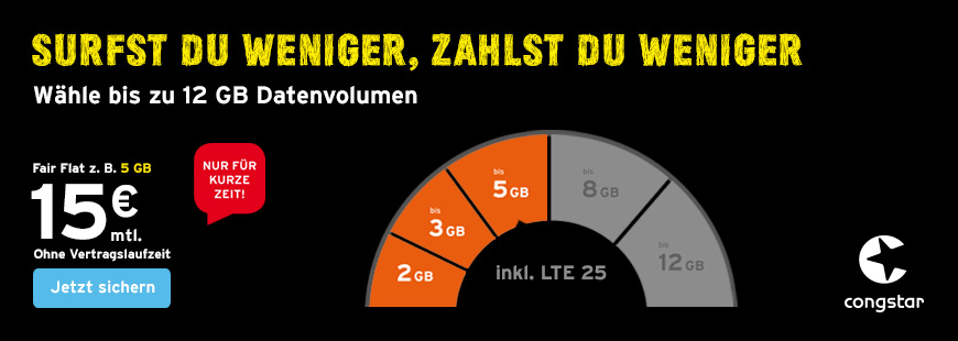 congstar Fair Flat jetzt im Aktionszeitraum monatlich gnstiger