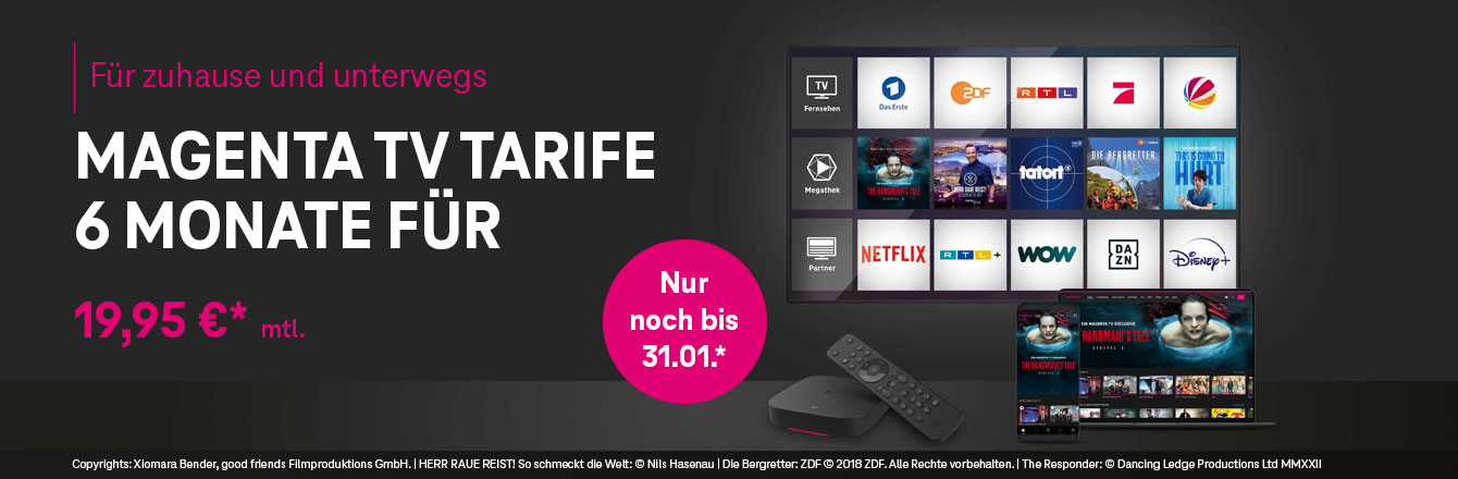 Nur noch bis 31.01.: MagentaZuhause und MagentaTV nur 19,95  in den ersten 6 Monaten