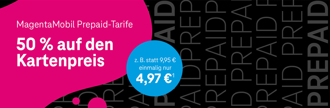 MagentaMobil Prepaid Angebot: 50 % Rabatt auf den Kartenpreis