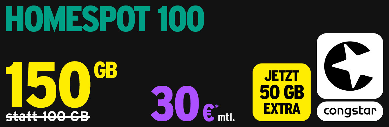 50 GB Extra-Daten bei dem congstar Homespot 100