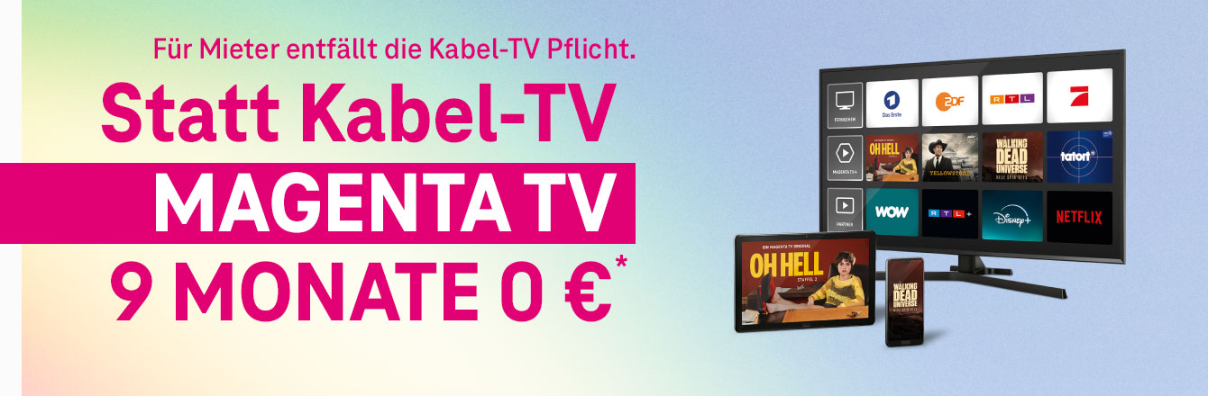 Noch bis 30.09.: MagentaTV 9 Monate fr 0 €