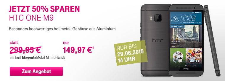 Jetzt zum Aktionspreis: HTC One M9 50% gnstiger