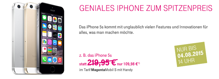 Nur noch kurze Zeit: Apple iPhone 5s 50% gnstiger!