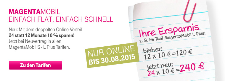 Nur bis zum 30. August 2015  24 Monate 10% sparen!