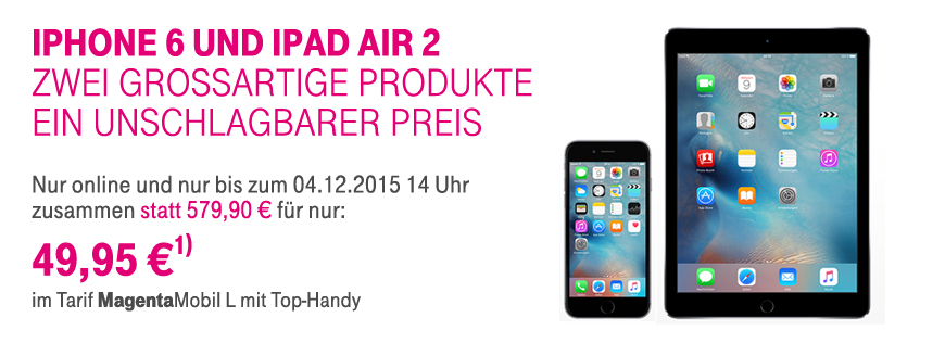 Apple iPhone 6 und iPad Air 2 im Bundle vermitteln